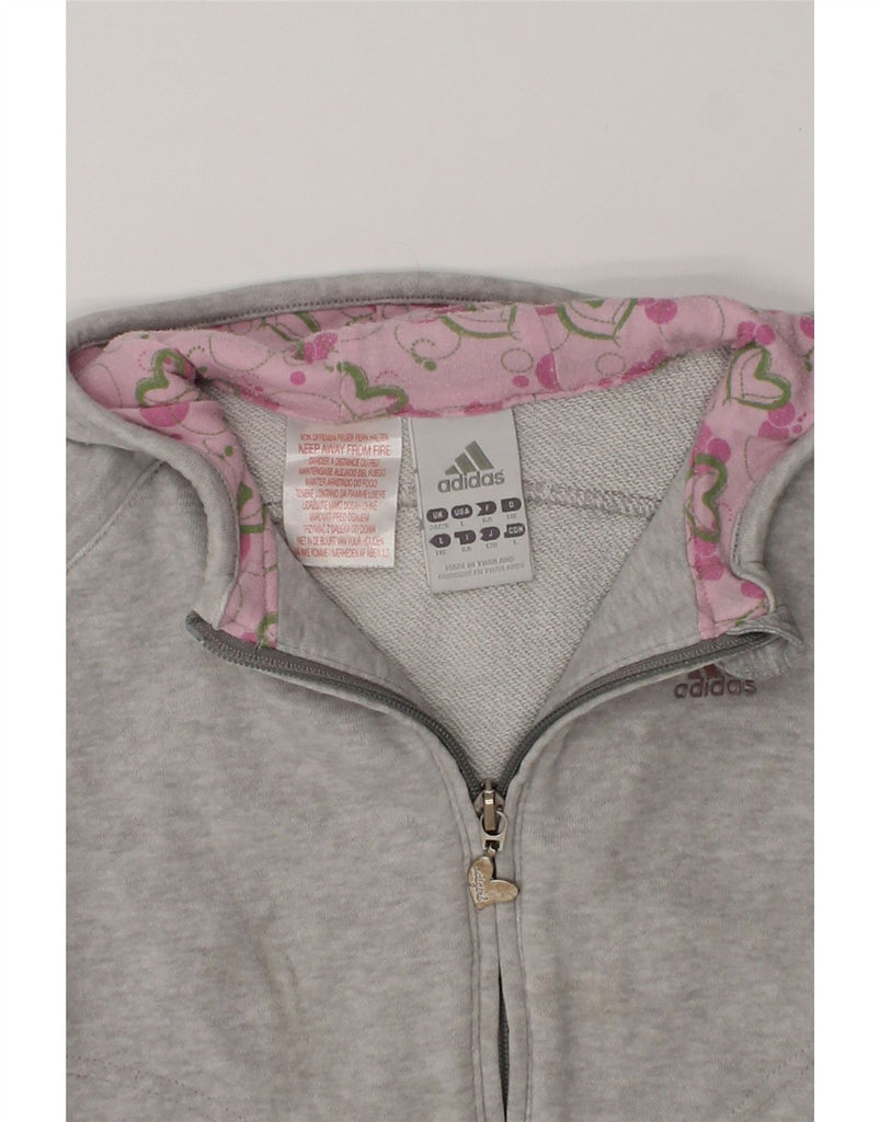 ADIDAS Girls Zip Hoodie Sweater 5-6 Years Grey Cotton | Vintage Adidas | Thrift | Second-Hand Adidas | Used Clothing | Messina Hembry 