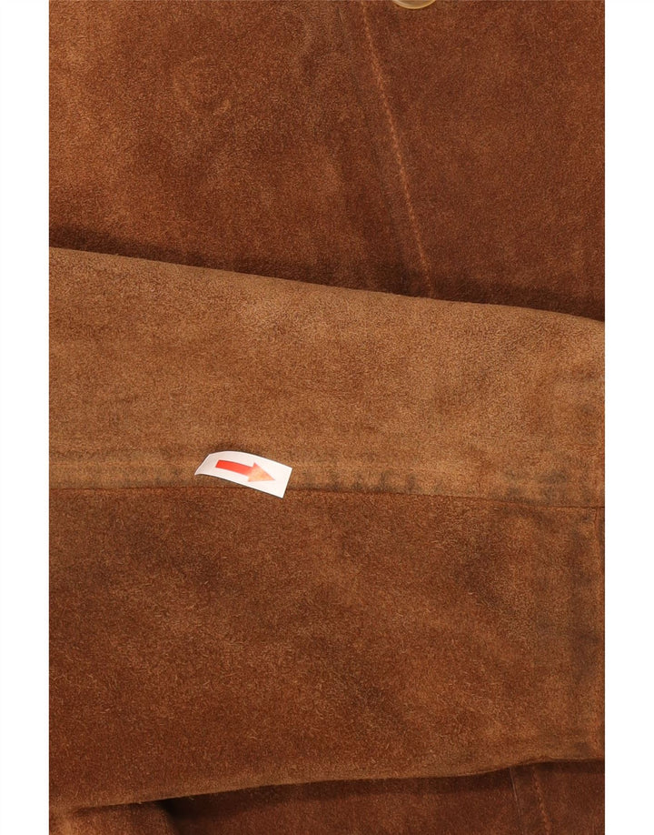 Vintage Mens Suede Jacket IT 54 2XL Brown Leather