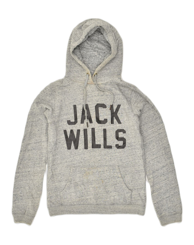 JACK WILLS Womens Graphic Hoodie Jumper UK 8 Small  Grey Cotton | Vintage Jack Wills | Thrift | Second-Hand Jack Wills | Used Clothing | Messina Hembry 