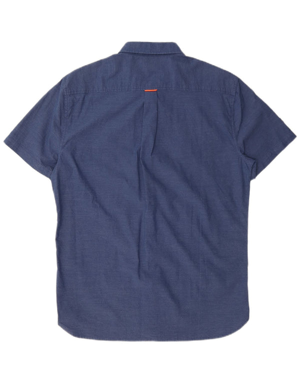 Superdry Mens Short Sleeve Regular Fit Shirt Medium Navy Blue Cotton
