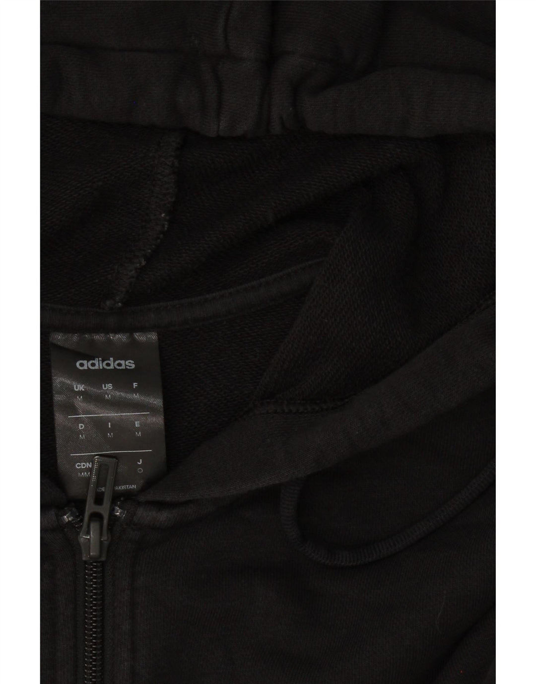ADIDAS Mens Graphic Zip Hoodie Sweater Medium Black Cotton Vintage Adidas and Second-Hand Adidas from Messina Hembry 