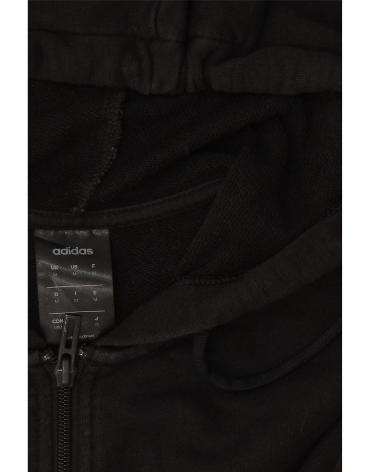 ADIDAS Mens Graphic Zip Hoodie Sweater Medium Black Cotton Vintage Adidas and Second-Hand Adidas from Messina Hembry 