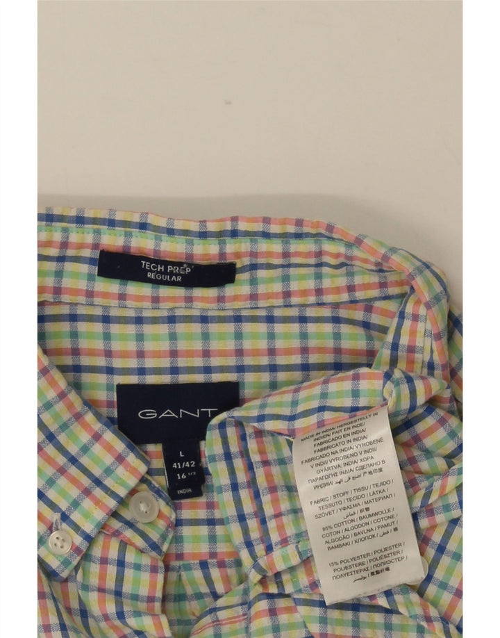 GANT Mens Short Sleeve Shirt Size 41/42 16 1/2 Large Multicoloured Check