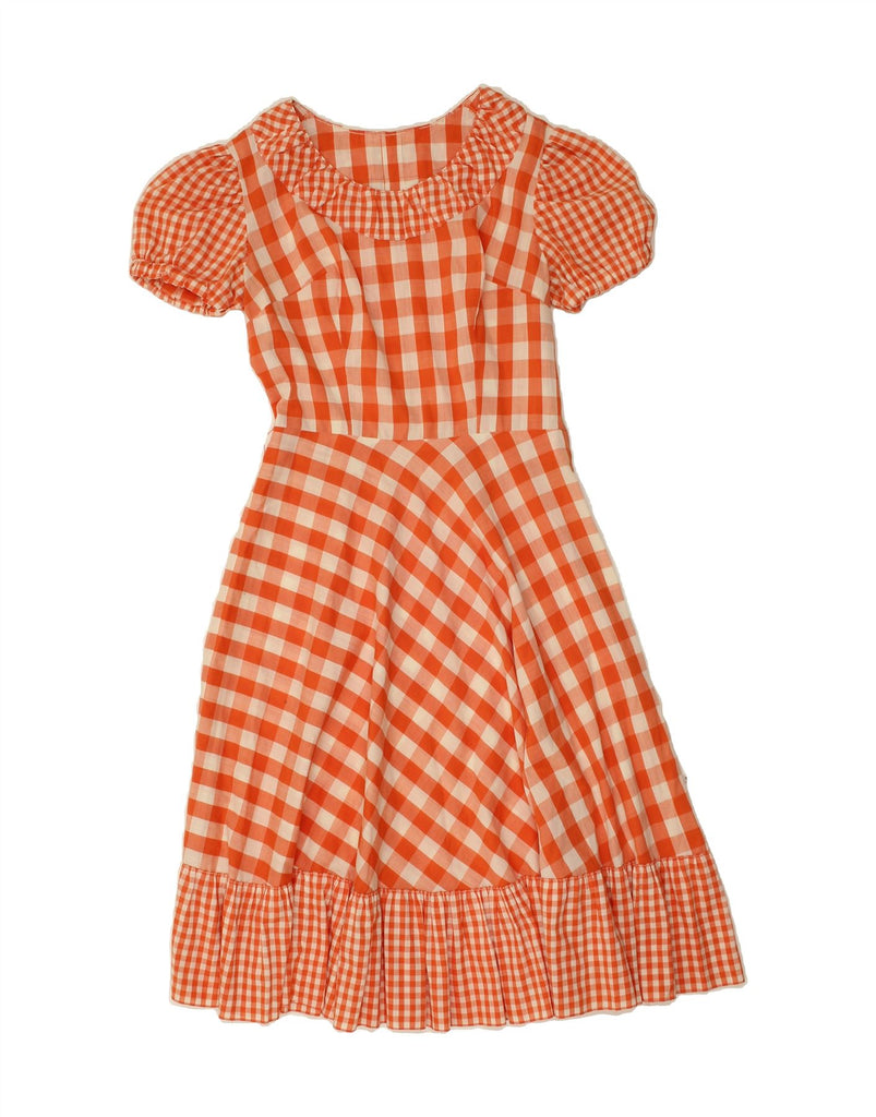 VINTAGE Womens A-Line Dress UK 12 Medium Orange Gingham | Vintage Vintage | Thrift | Second-Hand Vintage | Used Clothing | Messina Hembry 
