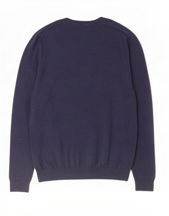 Gap Mens V-Neck Jumper Sweater Medium Blue Cotton