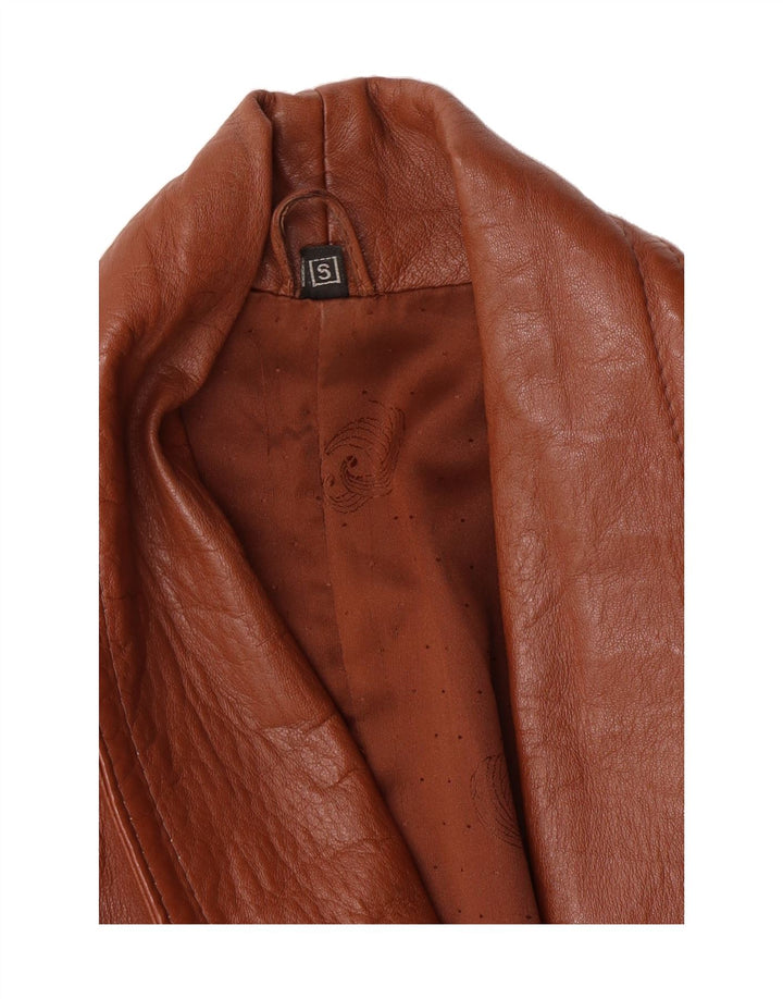 VINTAGE Womens Leather Coat UK 10 Small Brown Vintage Vintage and Second-Hand Vintage from Messina Hembry 