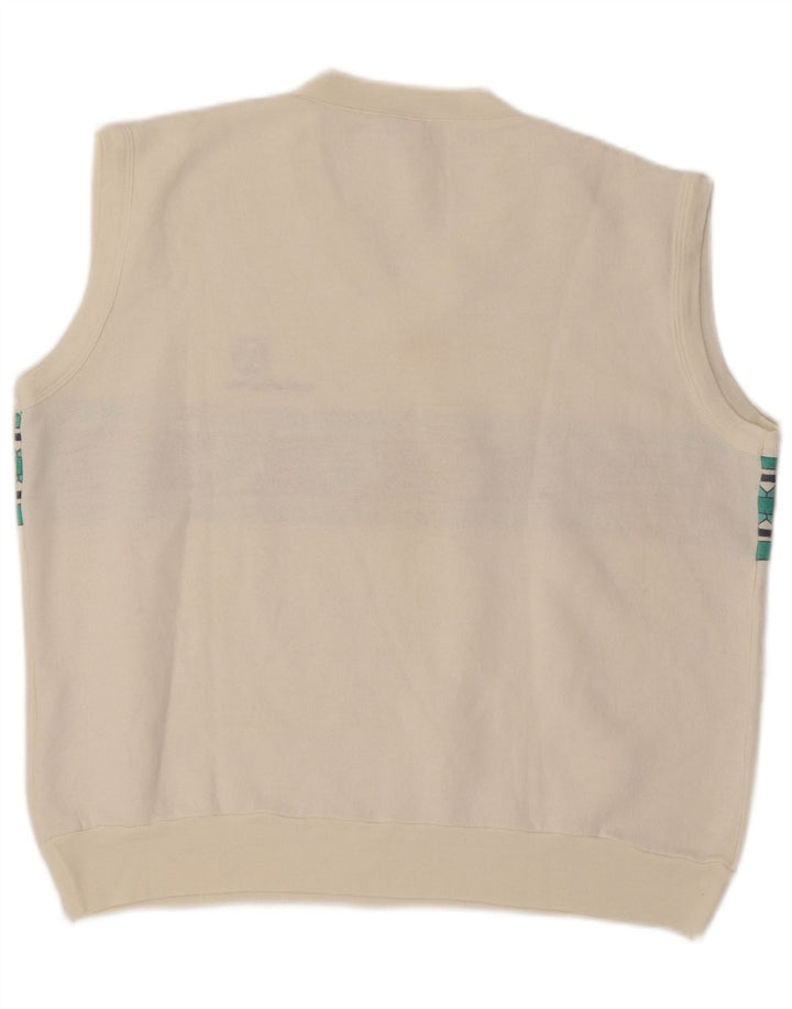 Sergio Tacchini Mens Vest Tank Top XL White Geometric Acrylic