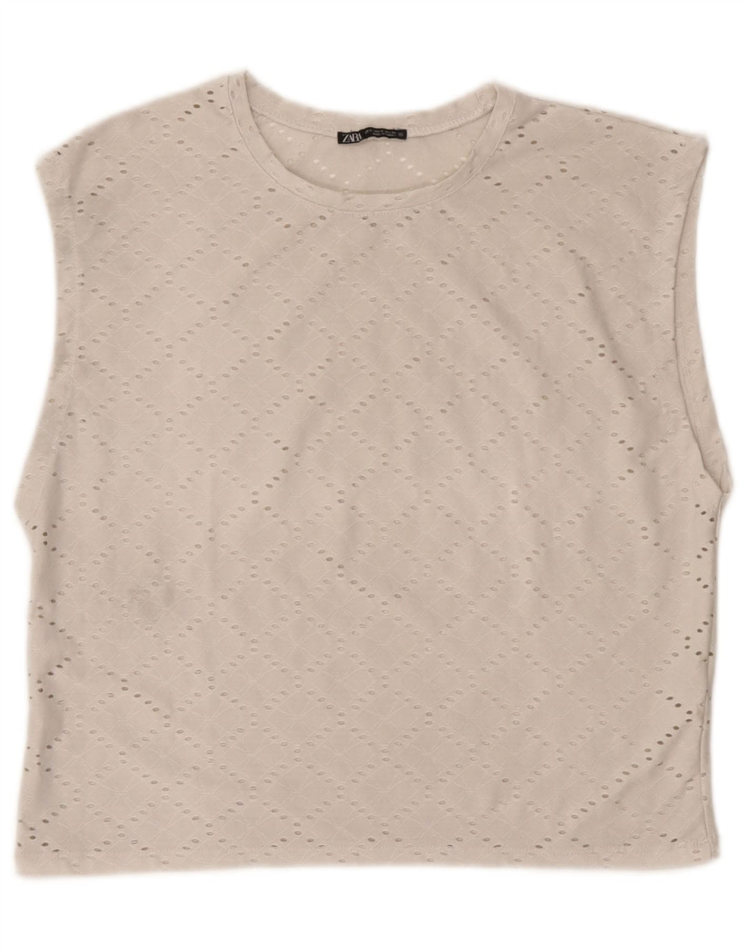 Zara Womens Sleeveless Oversized Blouse Top UK 10 Small Off White Polyester
