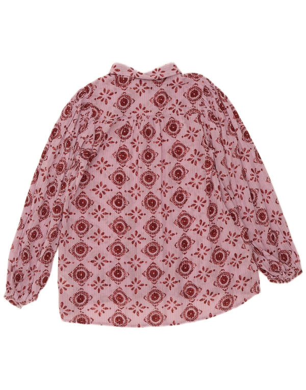 Fat Face Womens See Through Shirt Blouse UK 10 Small Pink Floral Cotton