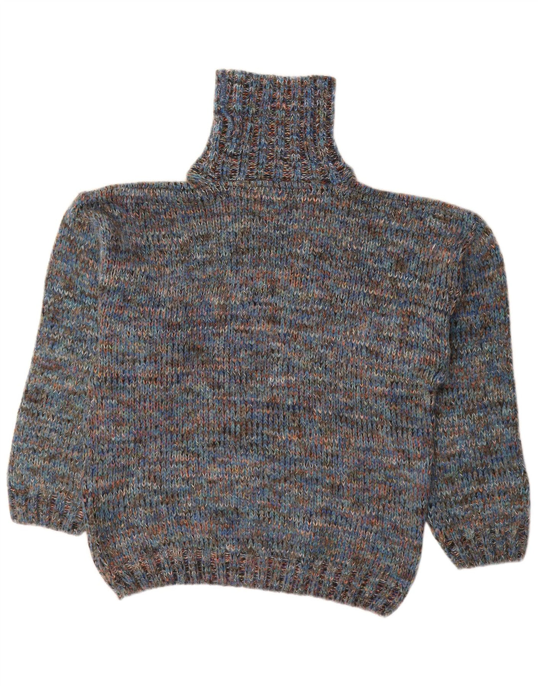 NORTH POLE Mens Roll Neck Jumper Sweater Medium Blue Flecked Wool