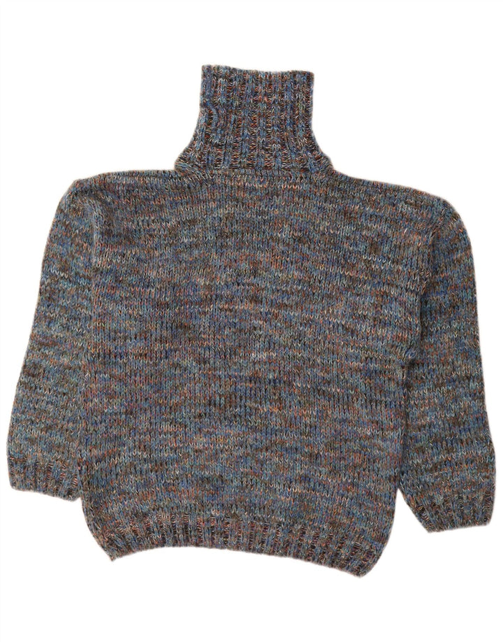 NORTH POLE Mens Roll Neck Jumper Sweater Medium Blue Flecked Wool