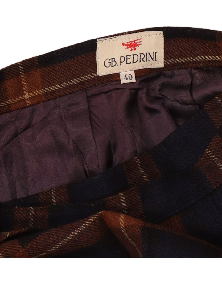 GB.PEDRINI Womens Mini Wrap Skirt IT 40 Small W24 Navy Blue Plaid