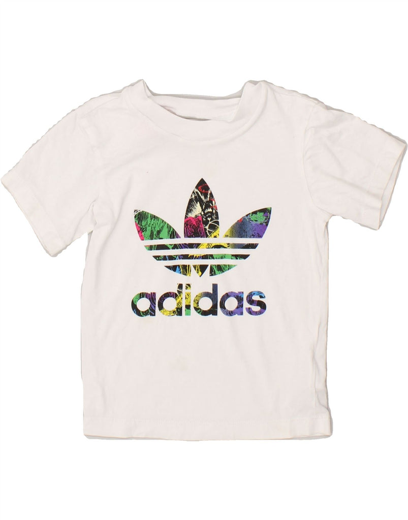 ADIDAS Boys Graphic T-Shirt Top 3-4 Years White Cotton | Vintage Adidas | Thrift | Second-Hand Adidas | Used Clothing | Messina Hembry 