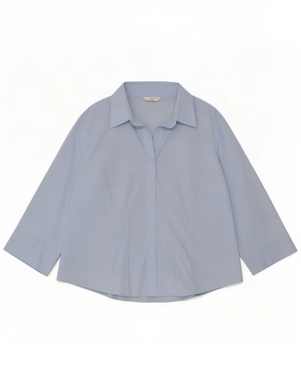 Marks & Spencer Womens 3/4 Sleeve Shirt UK 16 Large Blue