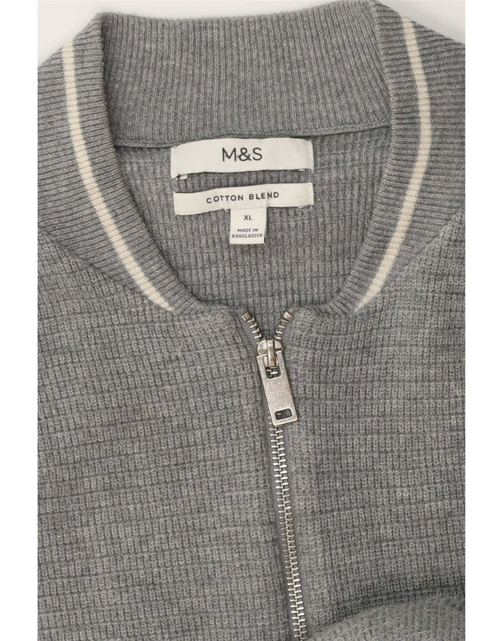 Marks & Spencer Mens Cardigan Sweater XL Grey Cotton