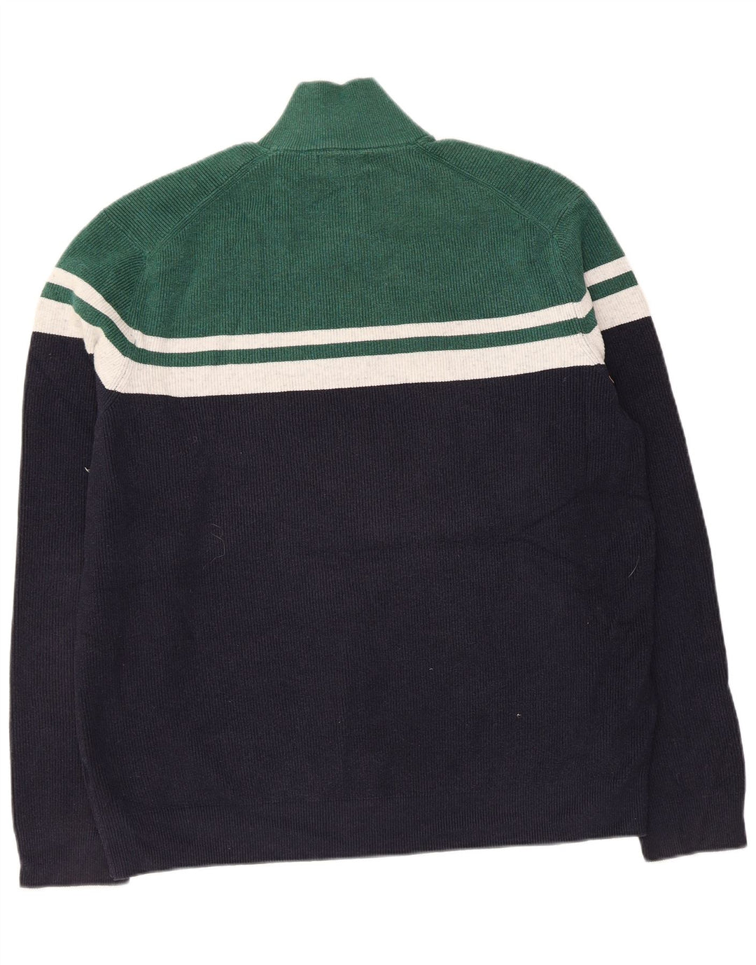 Marks & Spencer Mens Zip Neck Jumper Sweater XL Navy Blue Colourblock