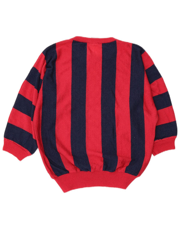 Vintage Womens 3/4 Sleeve Crew Neck Jumper Sweater IT 42 Medium Red Striped