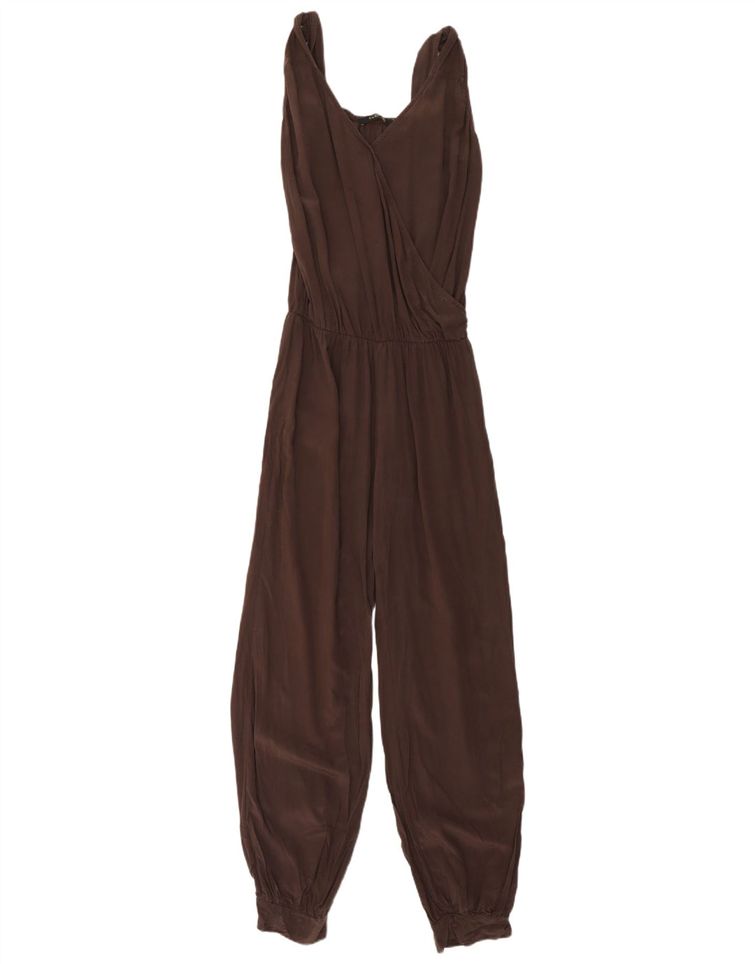 Vintage Womens Sleeveless Jumpsuit IT 44 Medium Brown Silk