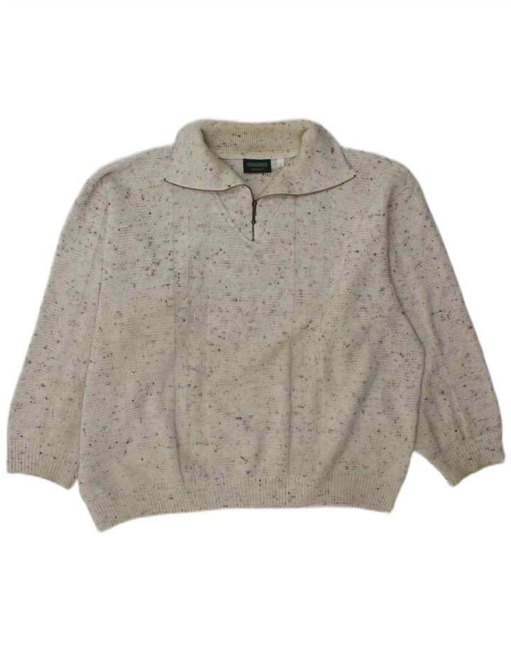 C&A Mens Canda Zip Neck Jumper Sweater Large Off White Flecked Acrylic