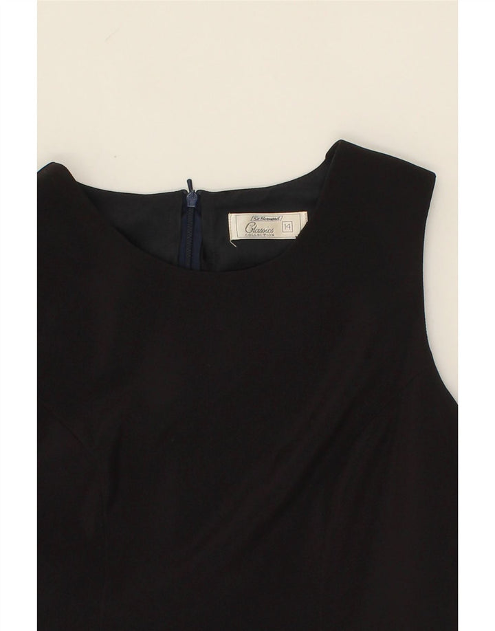 ST. BERNARD Womens Sleeveless Sheath Dress UK 14 Large Black Polyester Vintage St. Bernard and Second-Hand St. Bernard from Messina Hembry 