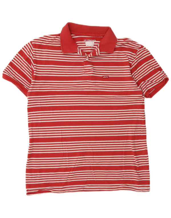 Levi's Mens Polo Shirt Medium Red Striped Cotton