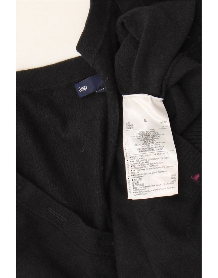 Gap Womens Button Neck Jumper Sweater UK 14 Medium Black Cotton