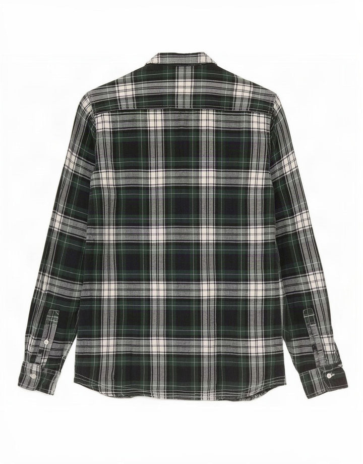 PEPE Jeans Womens Flannel Shirt UK 14 Medium Green Check Cotton