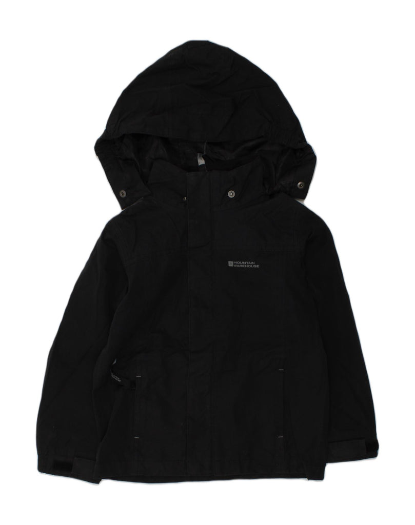 MOUNTAIN WAREHOUSE Boys Hooded Rain Jacket 5-6 Years Black Polyester | Vintage Mountain Warehouse | Thrift | Second-Hand Mountain Warehouse | Used Clothing | Messina Hembry 