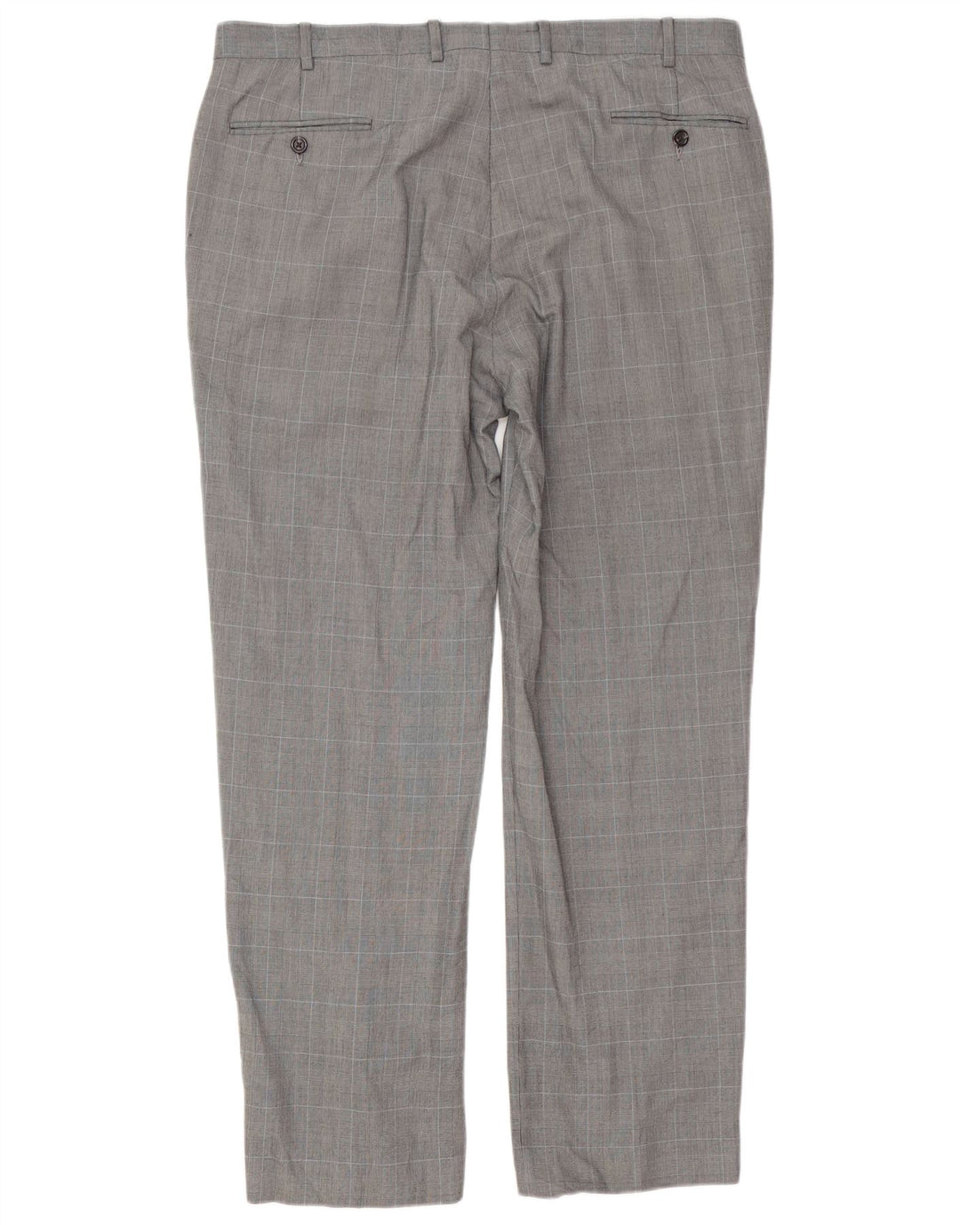 CHAPS Mens Straight Suit Trousers W38 L32 Grey Check Cotton