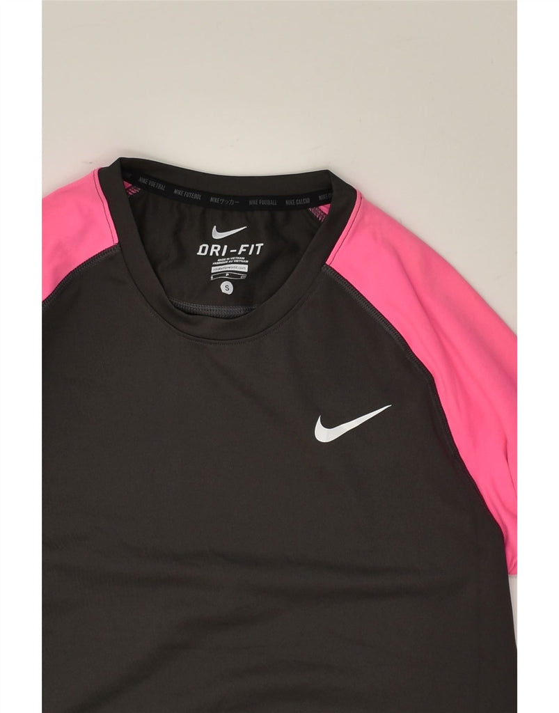 NIKE Womens Dri Fit Top Long Sleeve UK 10 Small Black Colourblock | Vintage Nike | Thrift | Second-Hand Nike | Used Clothing | Messina Hembry 