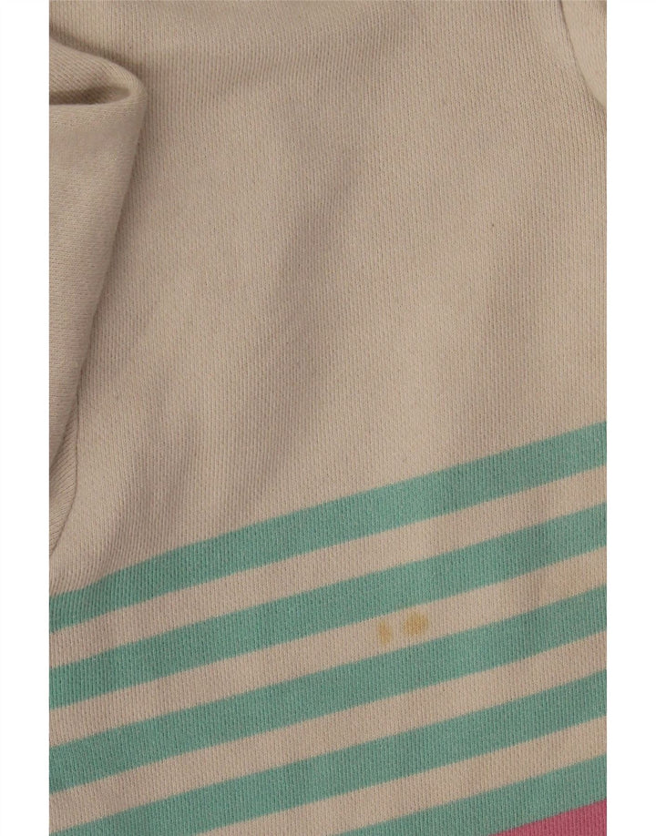 Joules Womens Button Neck Sweatshirt Jumper UK 16 Large White Striped