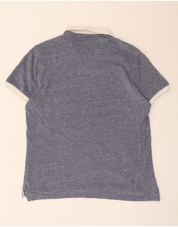 Massimo Dutti Mens Rugby Polo Shirt Large Blue Cotton