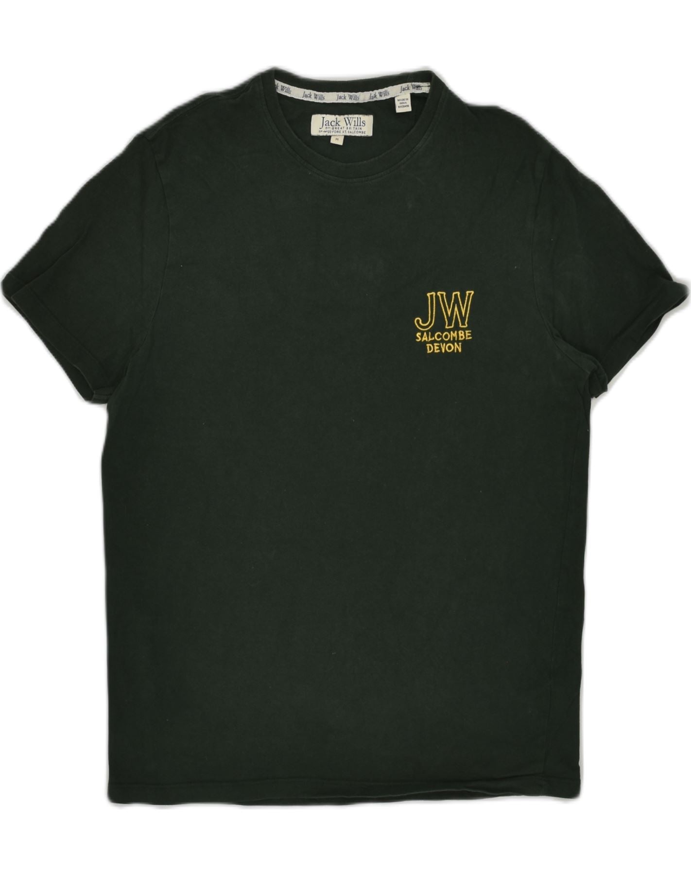 JACK WILLS Mens T-Shirt Top Medium Green Cotton | Vintage & Second