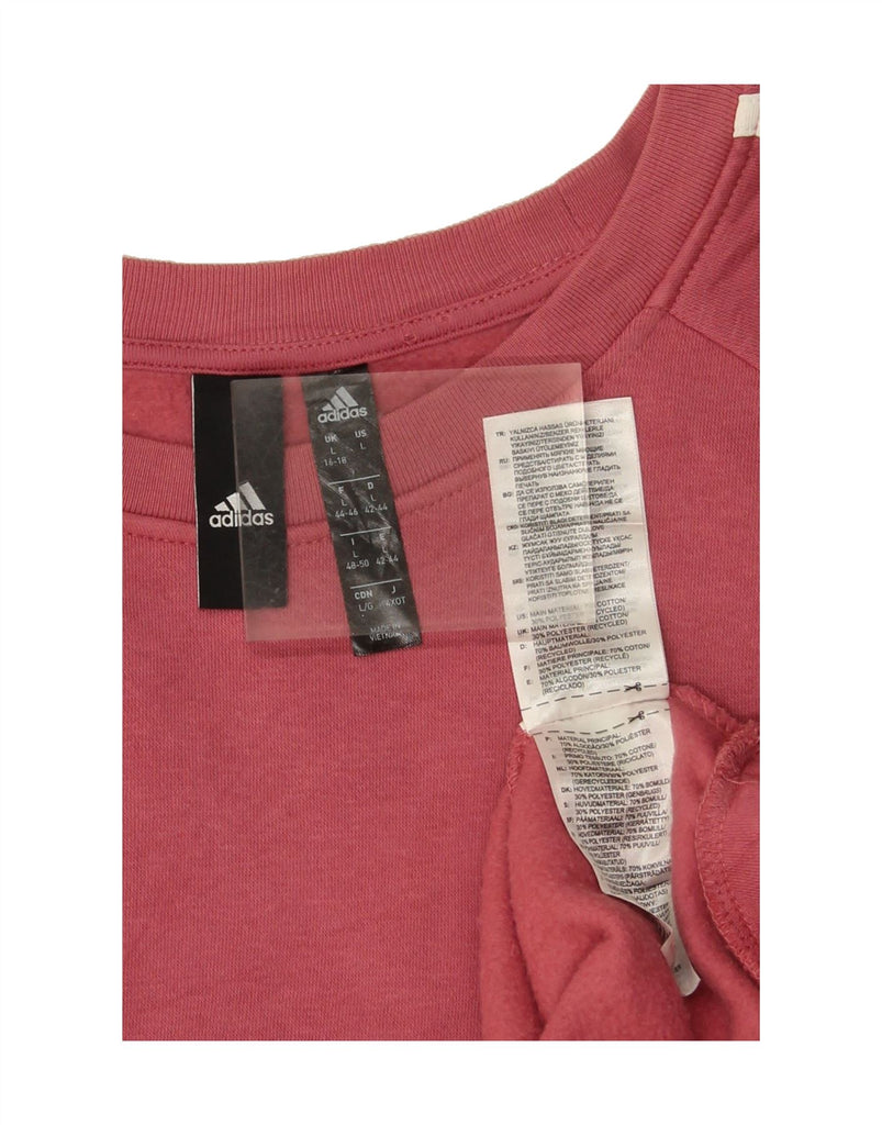 ADIDAS Womens Sweatshirt Jumper UK 16/18 Large Pink Cotton Vintage Adidas and Second-Hand Adidas from Messina Hembry 