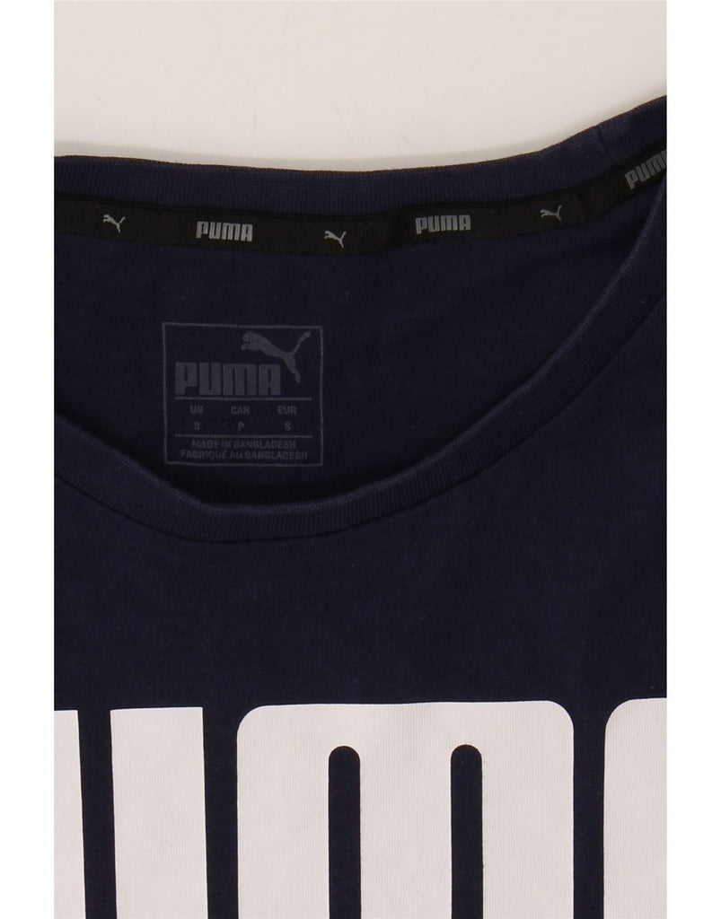 PUMA Mens Graphic T-Shirt Top Small Navy Blue Cotton Vintage Puma and Second-Hand Puma from Messina Hembry 
