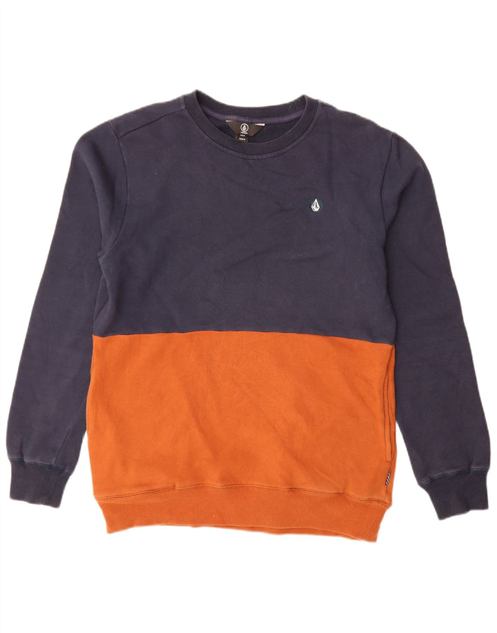 Volcom Mens Sweatshirt Jumper Medium Navy Blue Colourblock Cotton