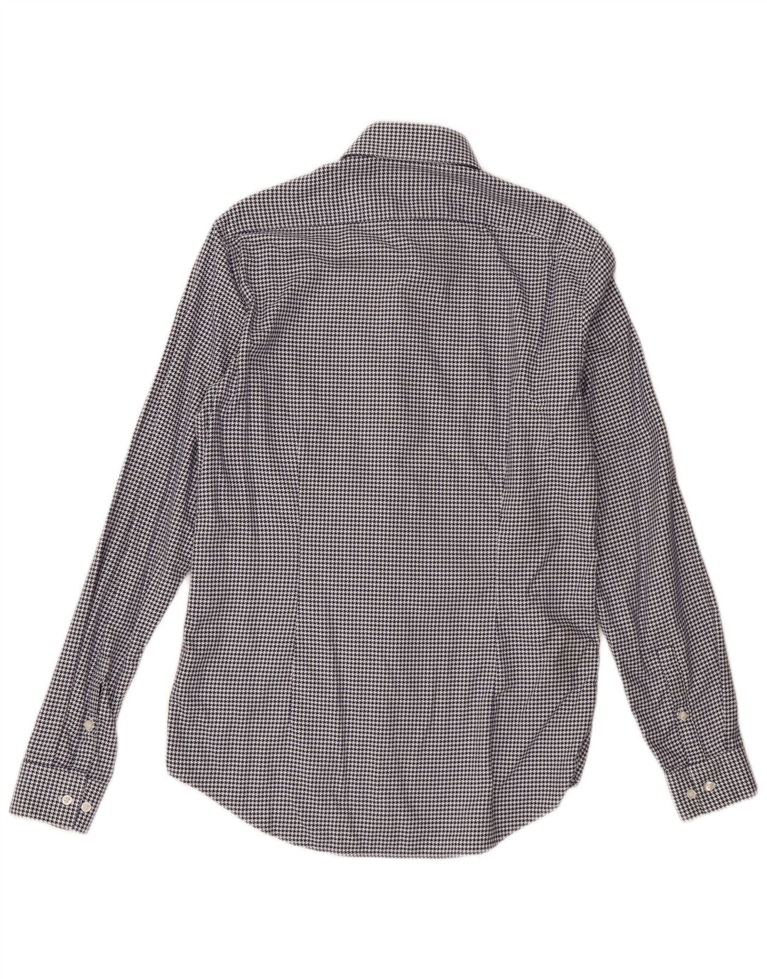 Calvin Klein Mens Shirt Size 38 15 Medium Navy Blue Houndstooth Designer