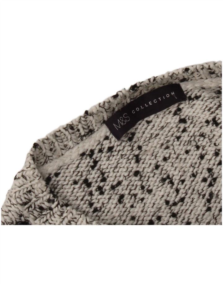 Marks & Spencer Womens Boat Neck Jumper Sweater UK 12 Medium Grey Flecked