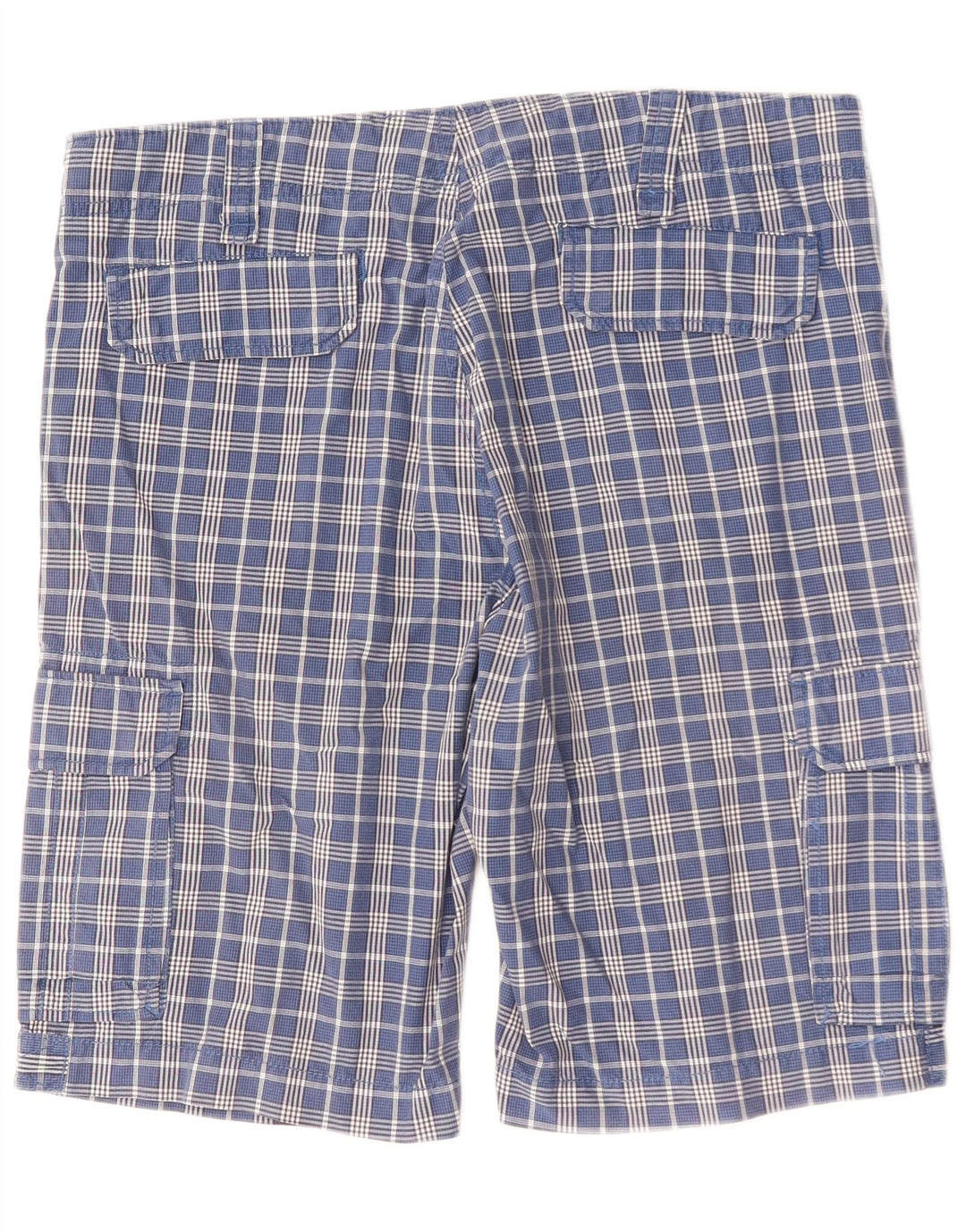 BEST COMPANY Mens Cargo Shorts IT 50 Large W34 Blue Gingham Cotton