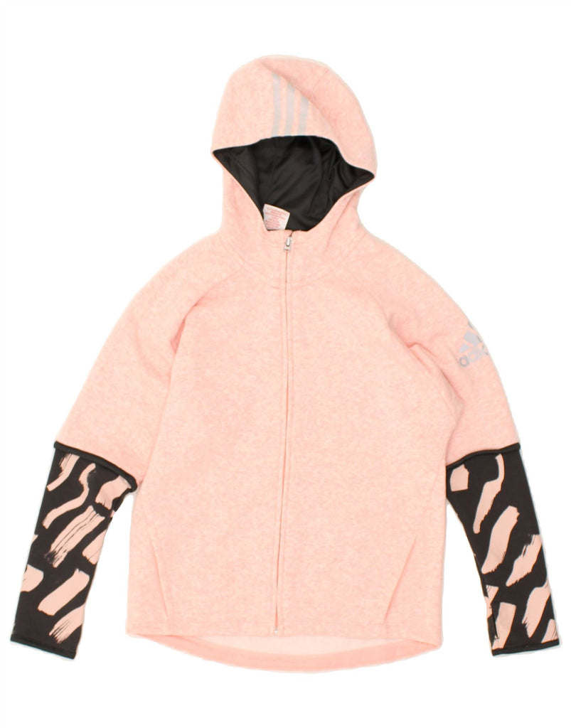 ADIDAS Girls Graphic Zip Hoodie Sweater 12-13 Years Pink Colourblock | Vintage Adidas | Thrift | Second-Hand Adidas | Used Clothing | Messina Hembry 