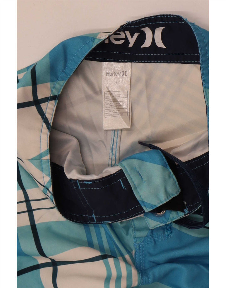 Hurley Boys Graphic Swimming Shorts 5-6 Years Blue Check Polyester