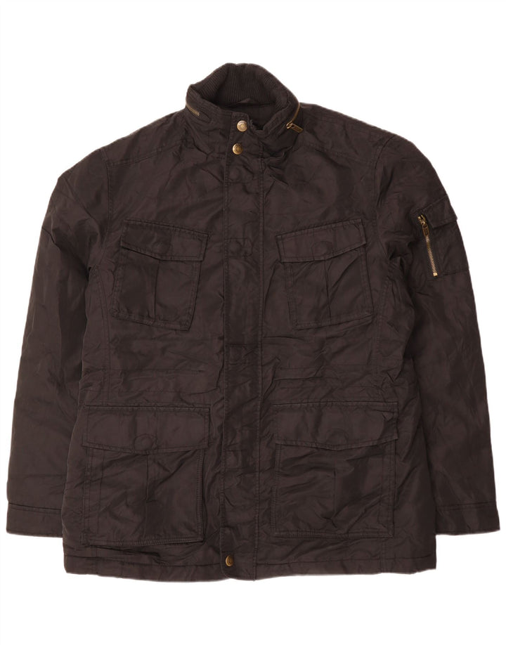 Esprit Mens Hooded Utility Jacket UK 44 2XL Black Polyester