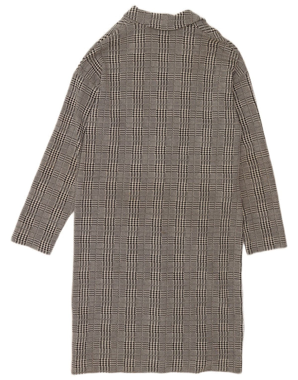 Topshop Womens Overcoat UK 10 Small Grey Houndstooth Cotton