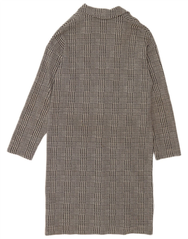 Topshop Womens Overcoat UK 10 Small Grey Houndstooth Cotton