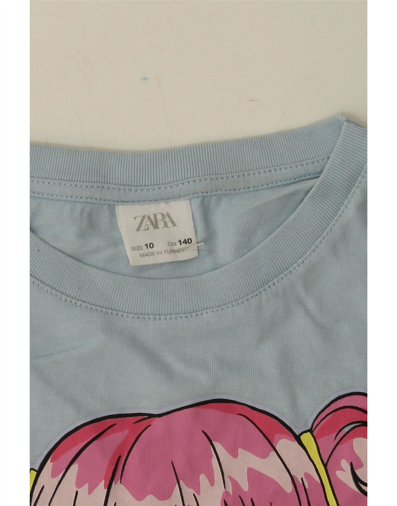 ZARA Girls Graphic T-Shirt Top 9-10 Years Blue Vintage Zara and Second-Hand Zara from Messina Hembry 