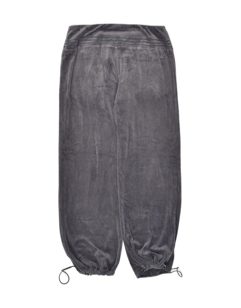 ADIDAS Womens Velour Tracksuit Trousers Joggers UK 14 Large Grey Cotton | Vintage Adidas | Thrift | Second-Hand Adidas | Used Clothing | Messina Hembry 