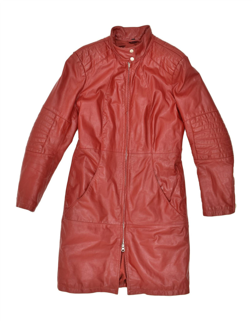 VINTAGE Womens Leather Coat UK 12 Medium Red Leather | Vintage Vintage | Thrift | Second-Hand Vintage | Used Clothing | Messina Hembry 