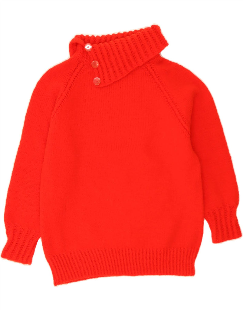 VINTAGE Womens Roll Neck Jumper Sweater UK 14 Medium Red Vintage Vintage and Second-Hand Vintage from Messina Hembry 