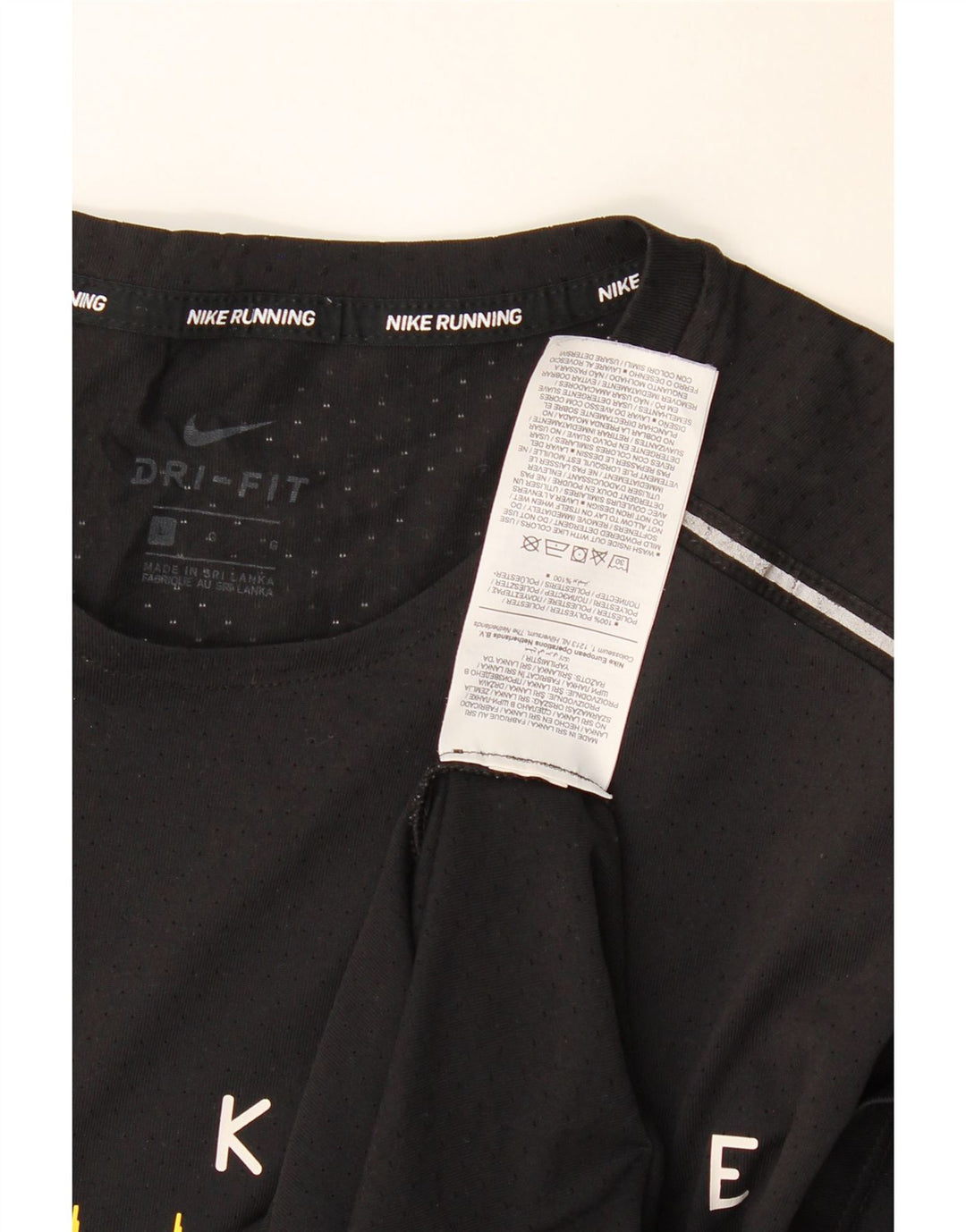 NIKE Mens Dri Fit Graphic T-Shirt Top Large Black Polyester