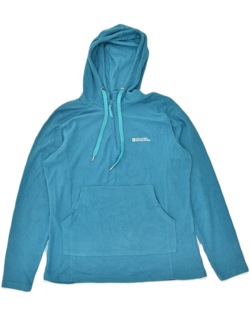 MOUNTAIN WAREHOUSE Womens Zip Neck Hooded Fleece Jumper UK 14 Large  Blue | Vintage Mountain Warehouse | Thrift | Second-Hand Mountain Warehouse | Used Clothing | Messina Hembry 